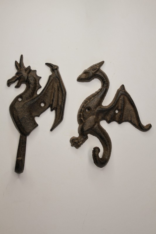 2-DRAGON WALL HOOKS,mythical,folklore, Medieval style,Gothic decor gallery