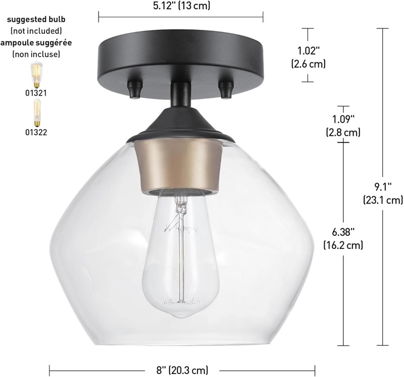 Globe Electric Harrow 1-Light Matte Black Semi-Flush Mount Ceiling Light gallery