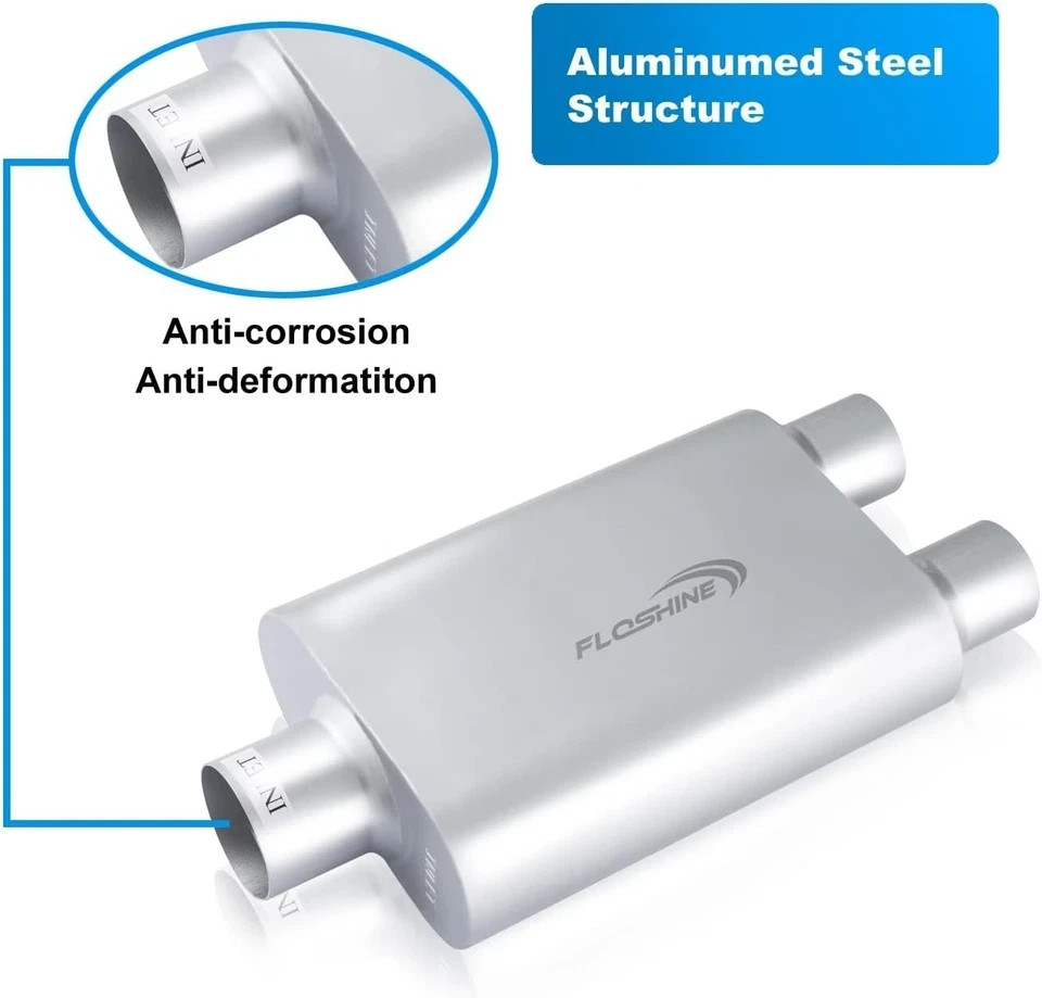 Universal Mufflers Performance Automotive Exhaust 3" in - 2.5" dual out Silver gallery