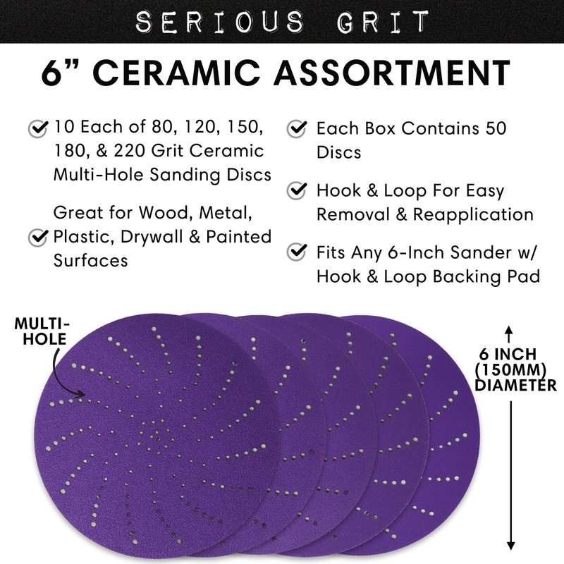 6" Ceramic Multi-Hole Hook & Loop Discs gallery