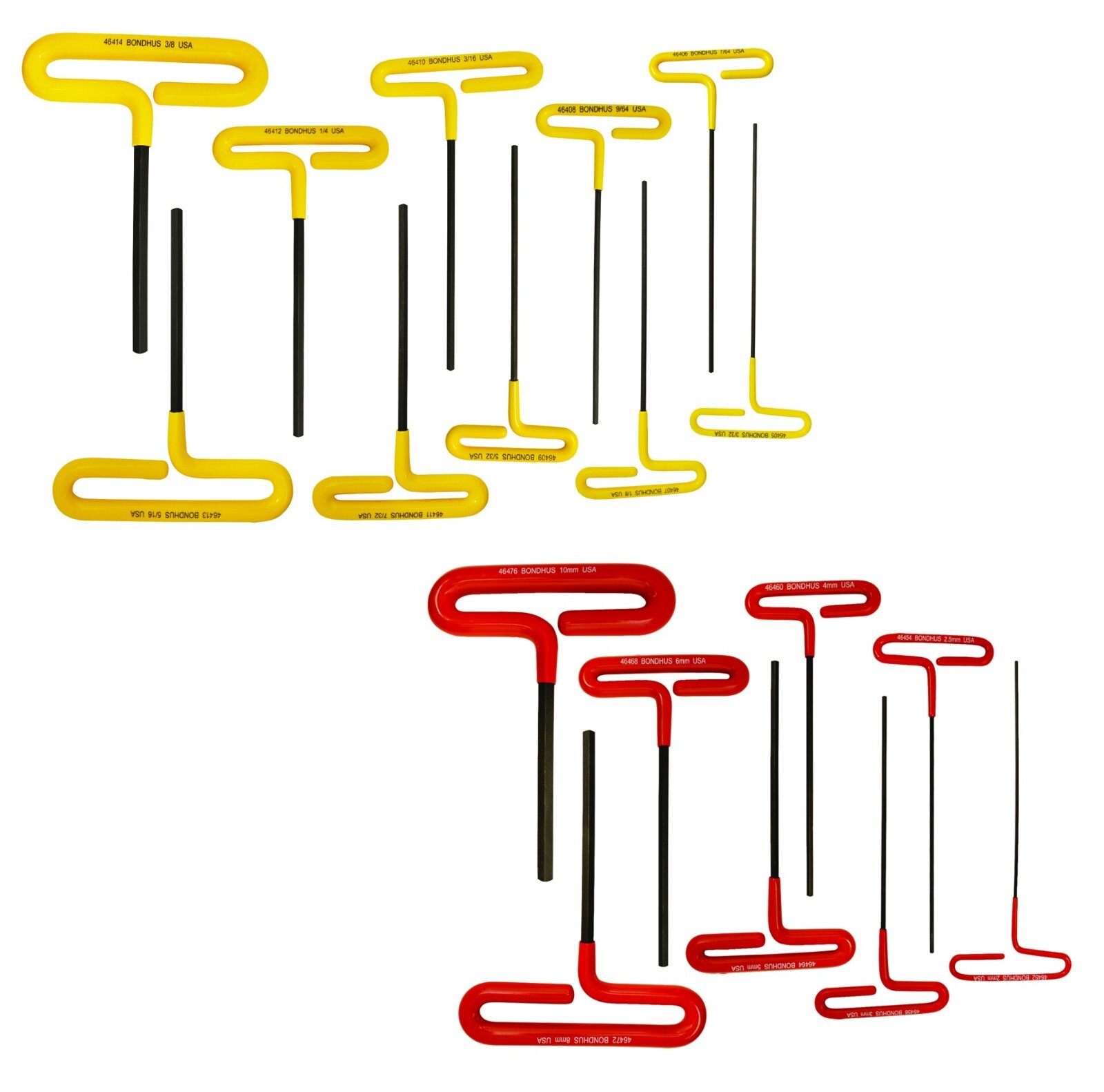 Bondhus Loop T Handle Hex Wrench Set Metric SAE Standard 3/32-3/8in 2-10mm USA gallery