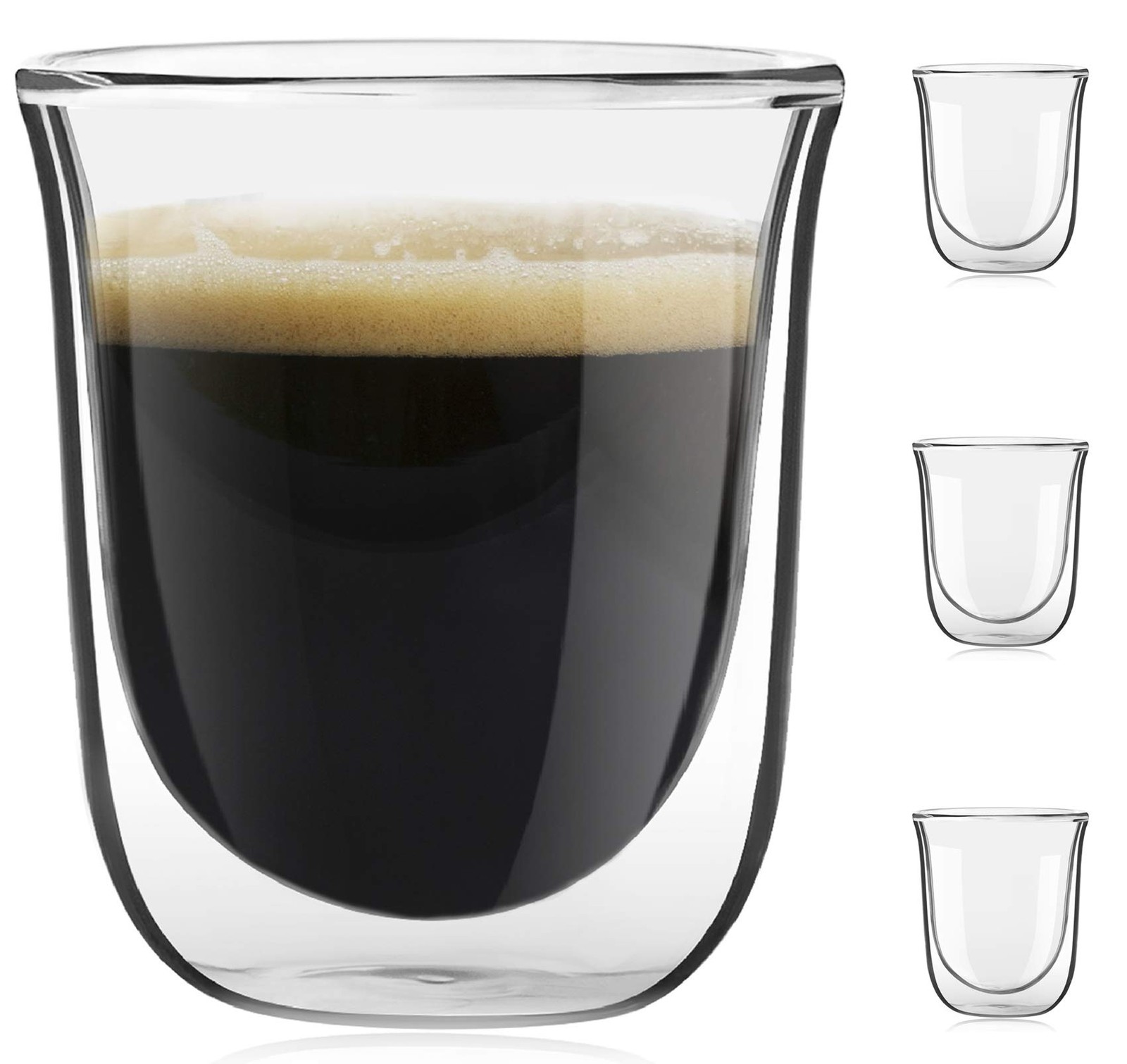 JoyJolt Javaah Double Walled Espresso Glasses Espresso Cups Set of 4 | 2-Ounces gallery