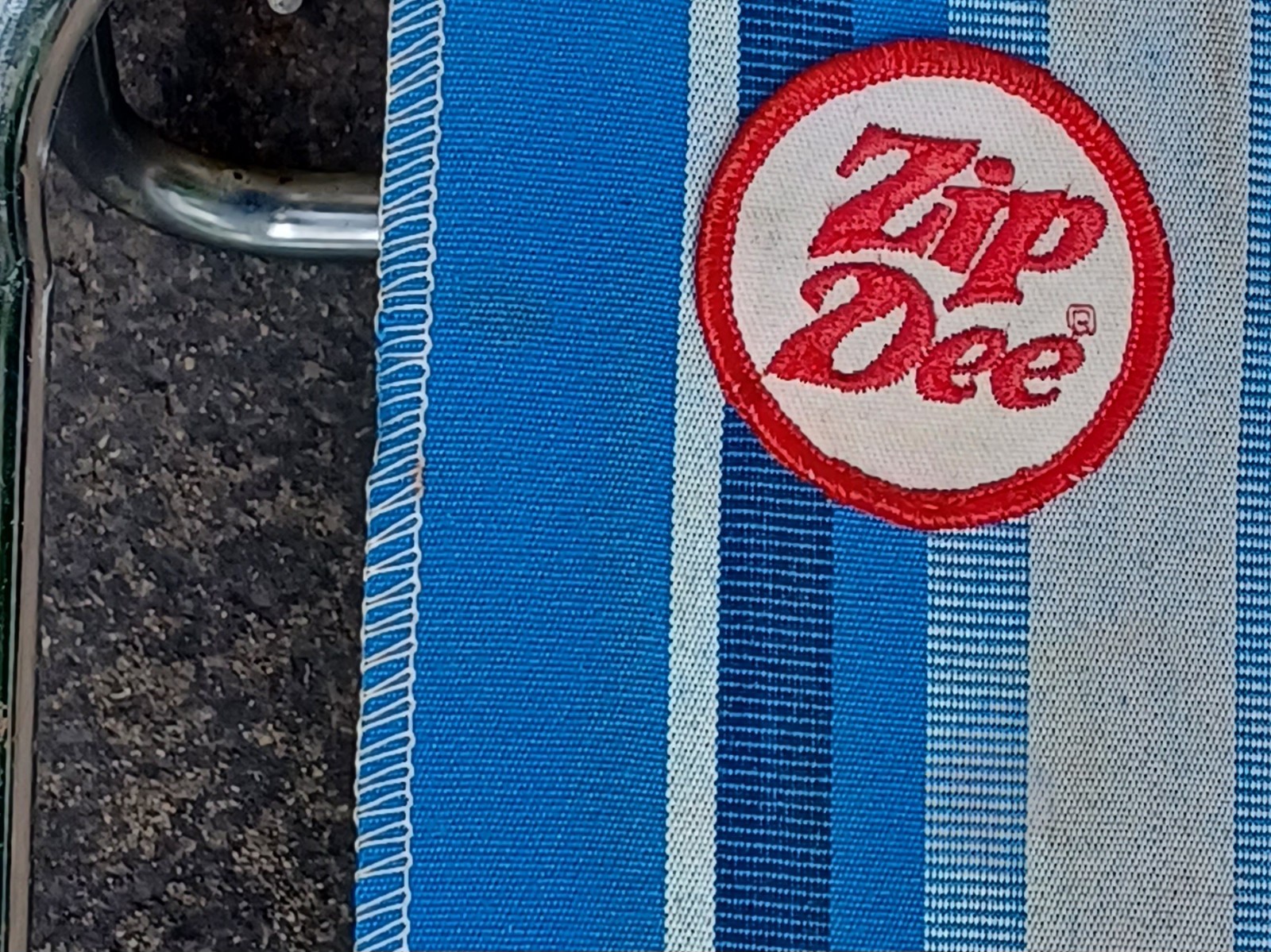 MCM / Retro Look Blue/White ZIP DEE Striped Folding Camp LOUNGE Chair Airstream gallery