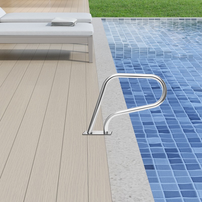 Stainless Steel Pool Handrail Rustproof Swimming Pool w/Blue Grip Cover 120kg gallery