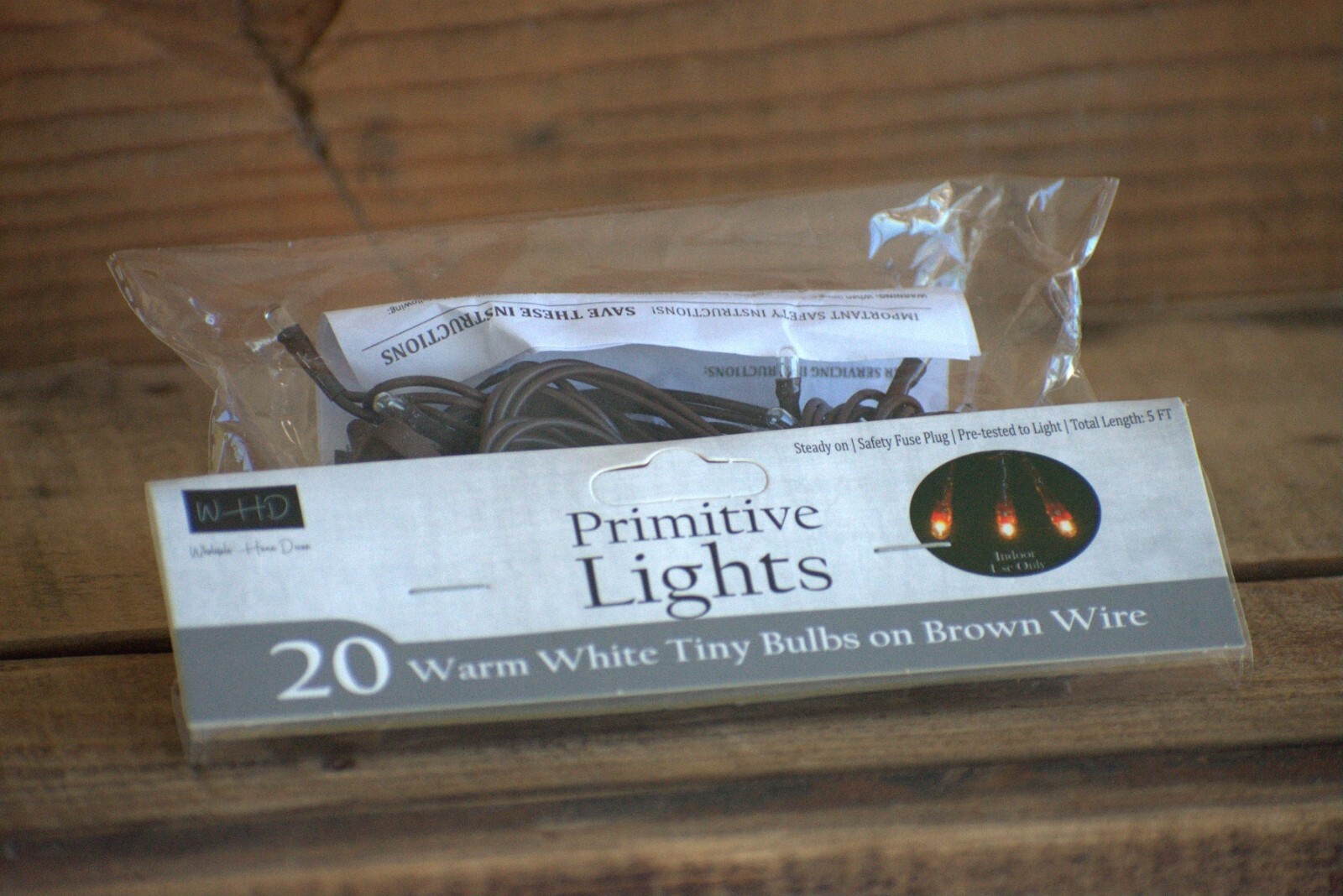 Light Set String Strand - Clear Teeny Rice Bulbs - 20 CT Count - Brown Cord NEW gallery