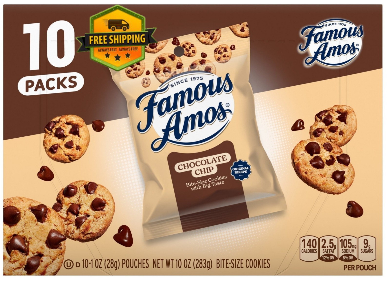 Famous Amos Chocolate Chip Cookies Bite Size 10 Pack 1 oz Bags gallery