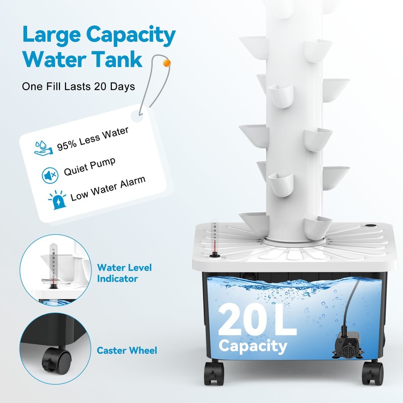 Hydroponic Growing System Tower LED Grow Lights 45 Pod Greenhouse City Farming gallery