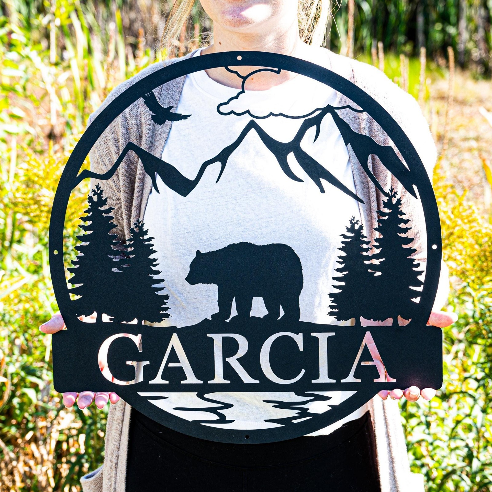Personalized Bear Mountain Sign, Woodland Wildlife Metal Wall Decor Gift gallery