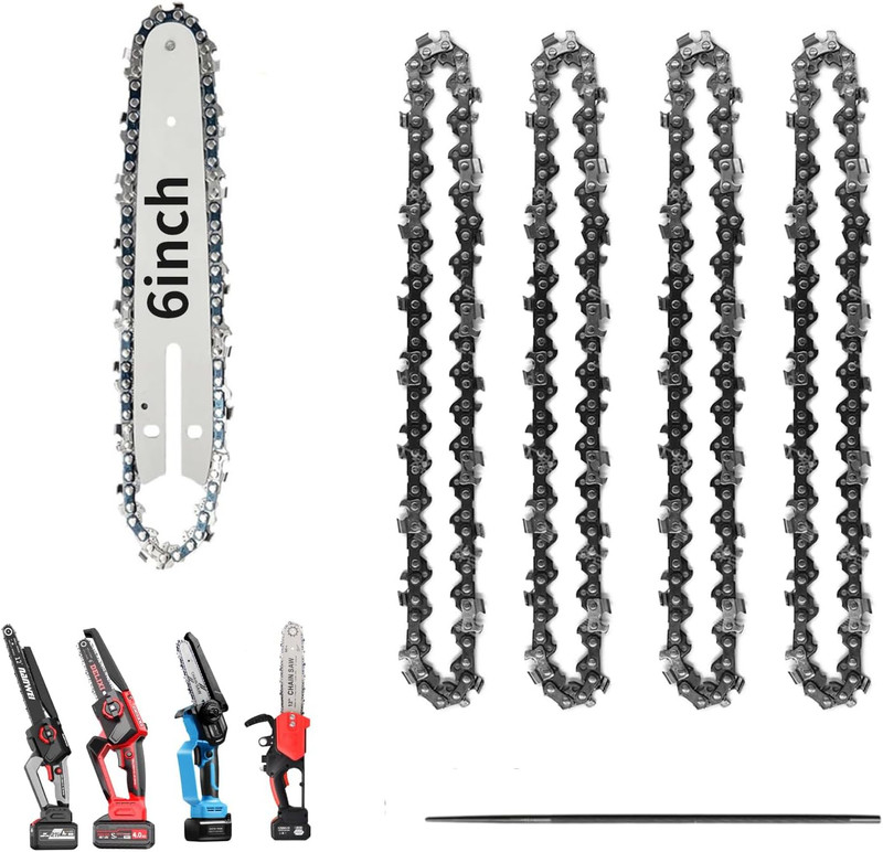 6 Inch Chainsaw Chain and Guide Bar, Replacement Chain Saw Bar and Chains for 6" gallery