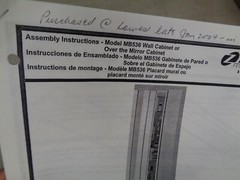 Zenith Assembly Instructions Model MB536 Wall Cabinet / Over the Mirror