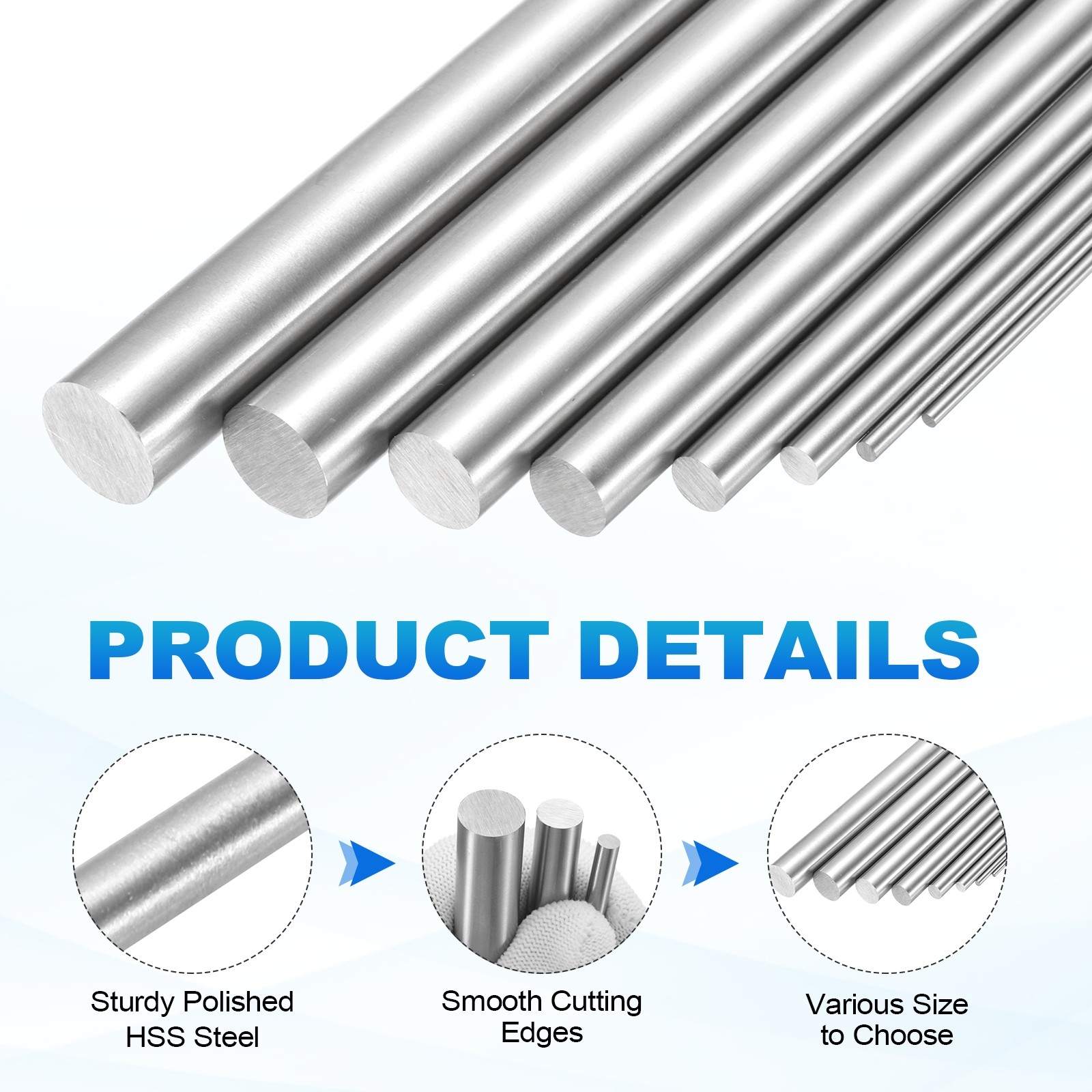 Round Steel Rod 8mm Diameter 200mm Long HSS Lathe Bar Stock Tool gallery