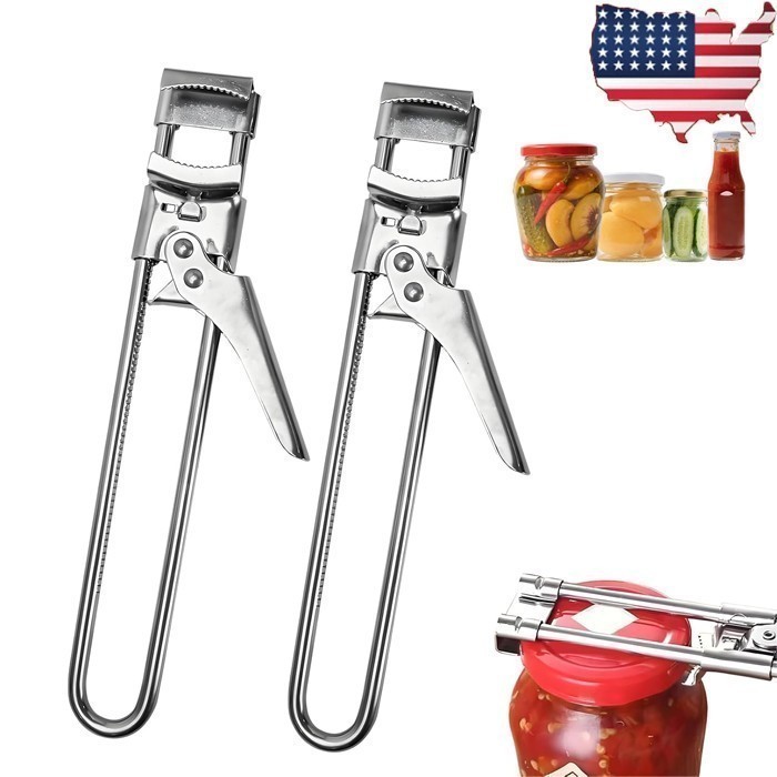 2PC Adjustable Jar & Bottle Opener Set, Stainless Steel Lid Gripper +//*## gallery