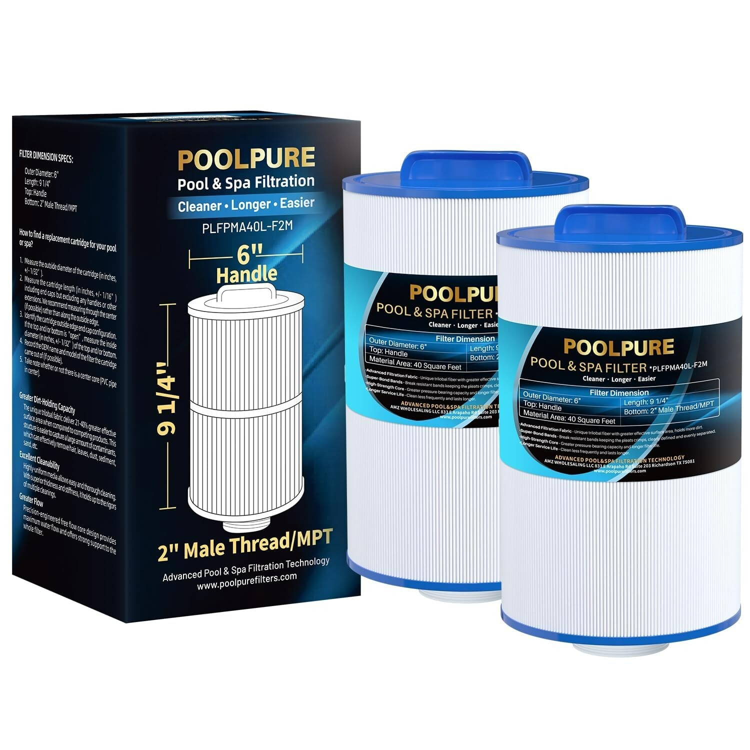 POOLPURE Replacement Spa Filter for PMA40L-F2M, Master Spas Twilight X268365, 2p gallery