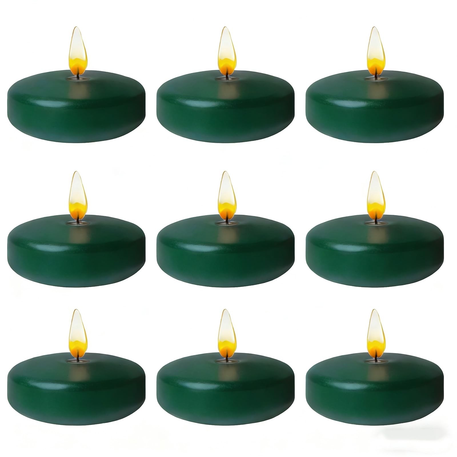 12 Pack Dark Green 3 Inch Floating Candles Paraffin Wax Clean Burning Flame gallery