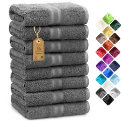 Anthracite Grey Soft Absorbent Cotton Hand Towels 20×40 Inch 8 PCS