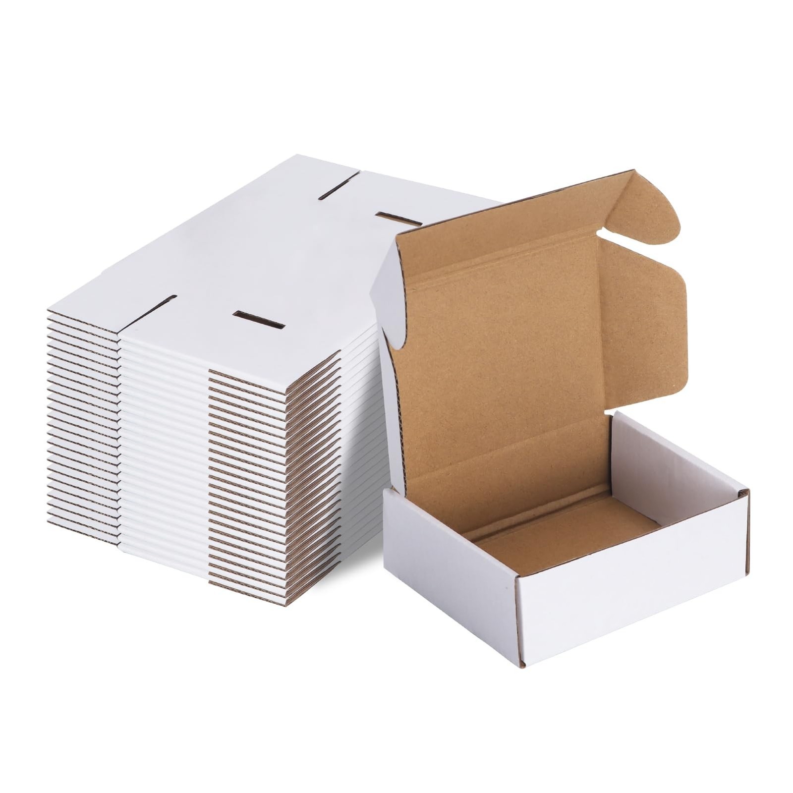 MEBRUDY 6x4x2 Inches Shipping Boxes Pack of 25, White Small Corrugated Cardbo... gallery