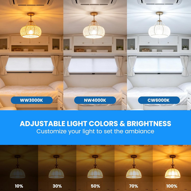 DC 12V LED Light Bulb E26 with Remote Control, 3CCT 3000K-4000K-6000K Adjustable gallery