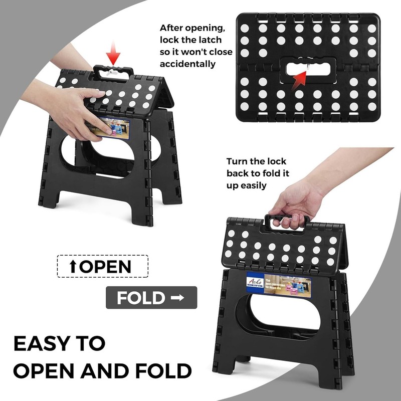 Folding Step Stool Plastic Foldable Stools Upgraded Lock Version 11" 16" 17.5" gallery