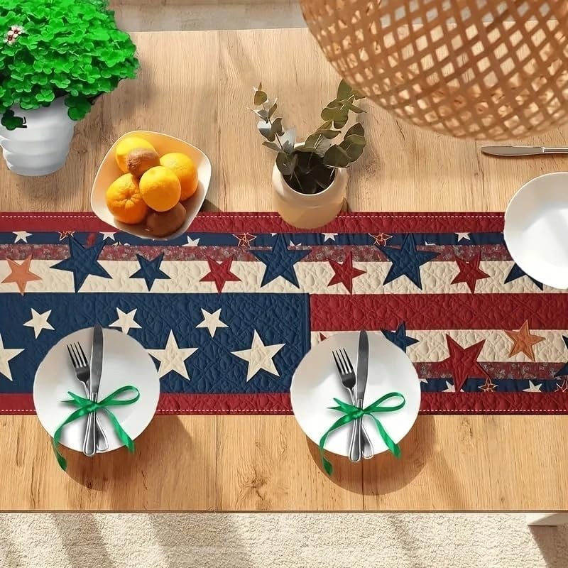 Patriotic American Flag Table Runner Stars Stripes 4th July Decor 13x72/13x90 in gallery