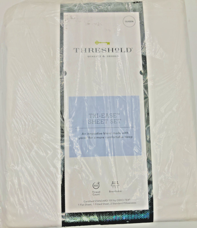 Threshold Tri-Ease Sheet QUEEN White Thread Count Lyocell Blend gallery