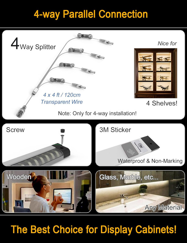 Adjustable LED Shelf Lights for Bookshelves & Cabinets - 3600Lm, 3000K gallery