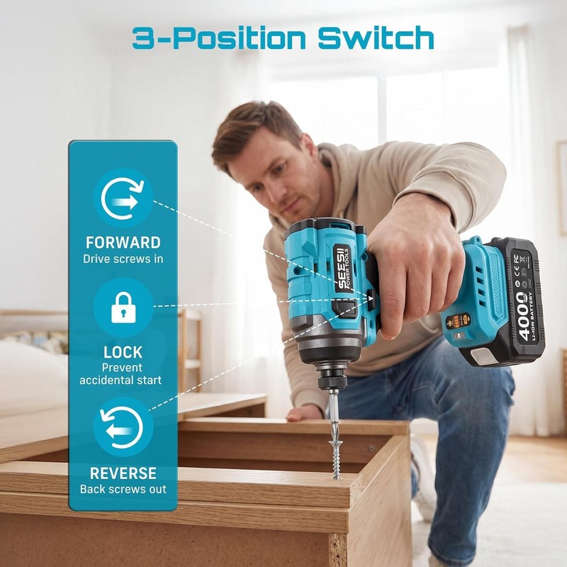 Electric 3/8'' Drill & 1/4'' Cordless Impact Driver Brushless 2 Tool Combo Kit gallery