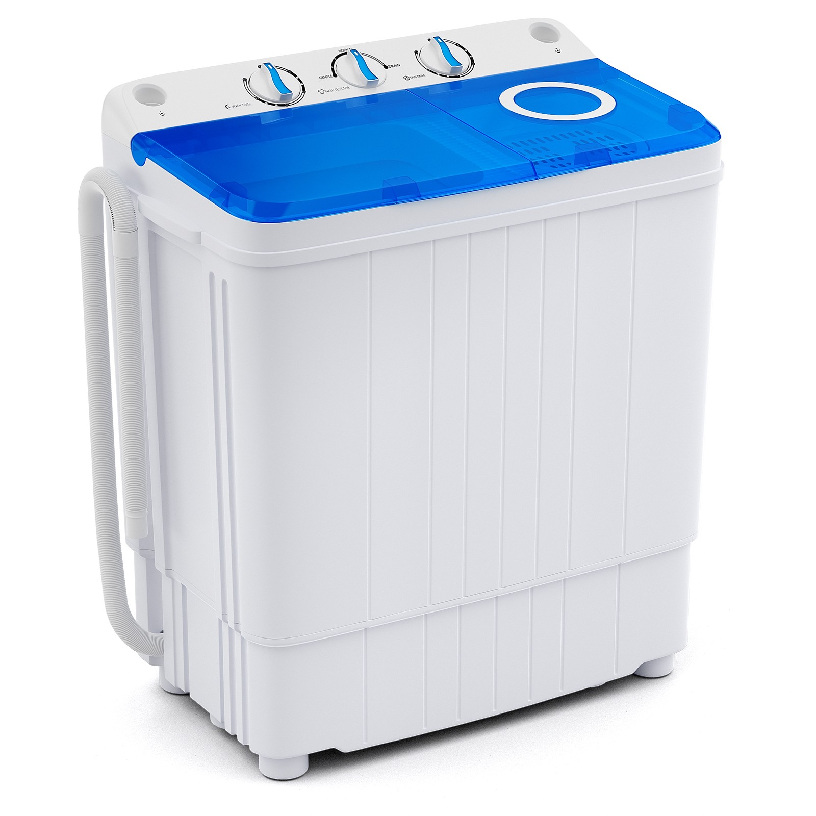 Portable Washing Machine 17.6 lbs Twin Tub Laundry Washer with Drain Pump Blue gallery