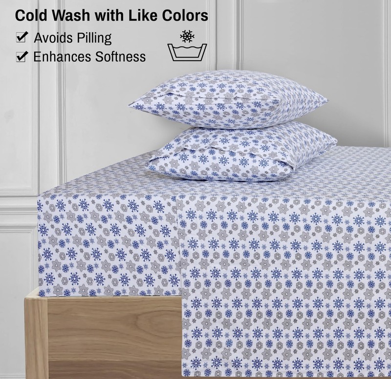 RUVANTI Flannel Sheets Full Size - 100 Cotton Double Brushed Bed Sheets Set, gallery