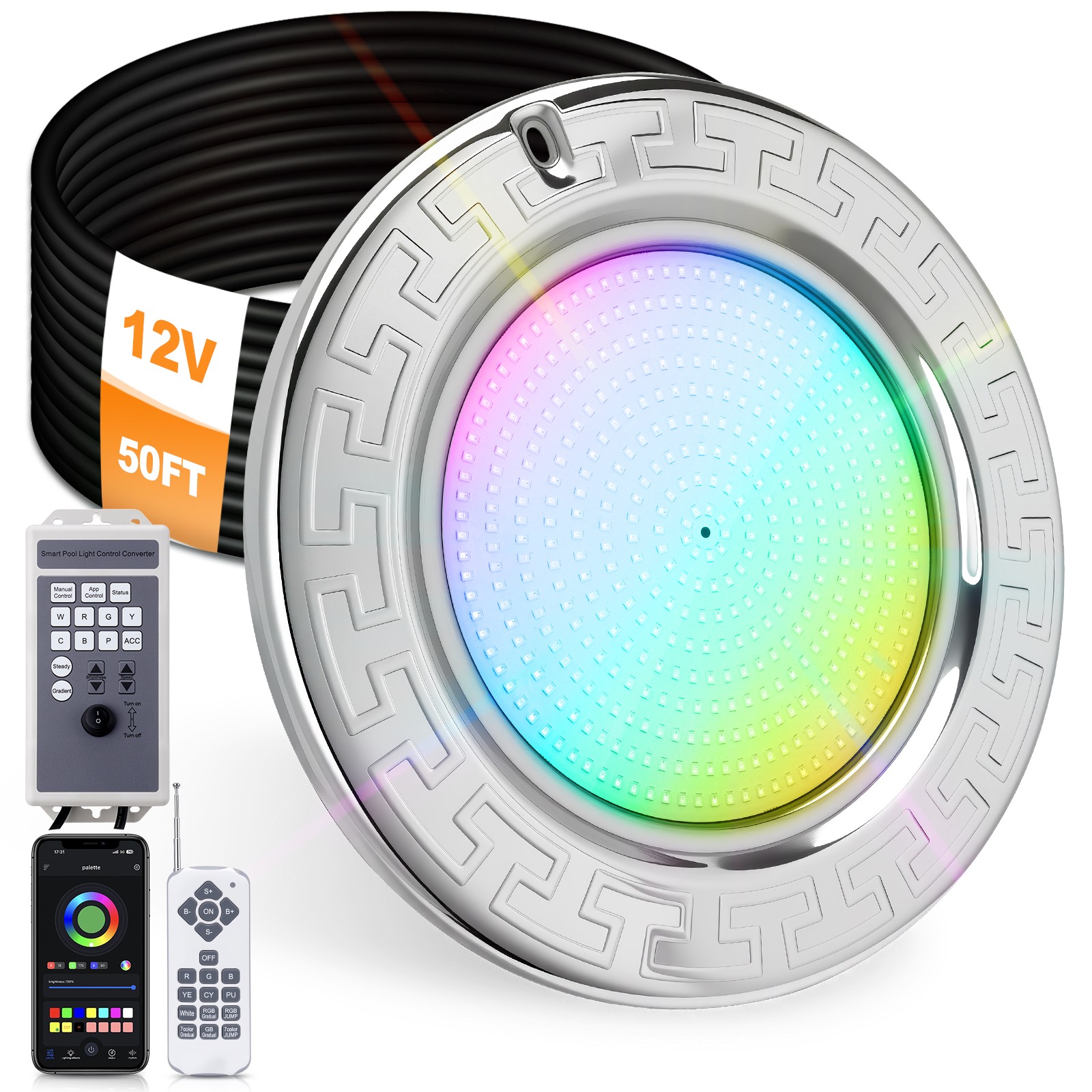 10Inch LED Pool Light for Inground Pool w/Controller 50W RGB Swimming Pool Light gallery