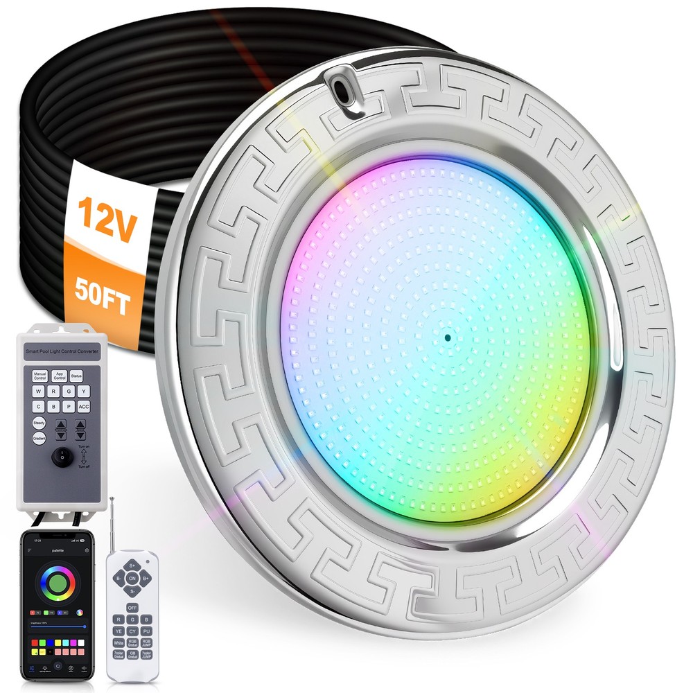 10Inch LED Pool Light for Inground Pool w/Controller 50W RGB Swimming Pool Light