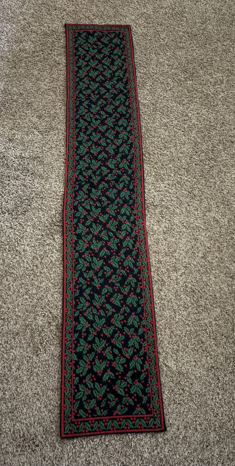 Tapestry Christmas Table Runner Holly & Berries 12x70” Holiday gallery