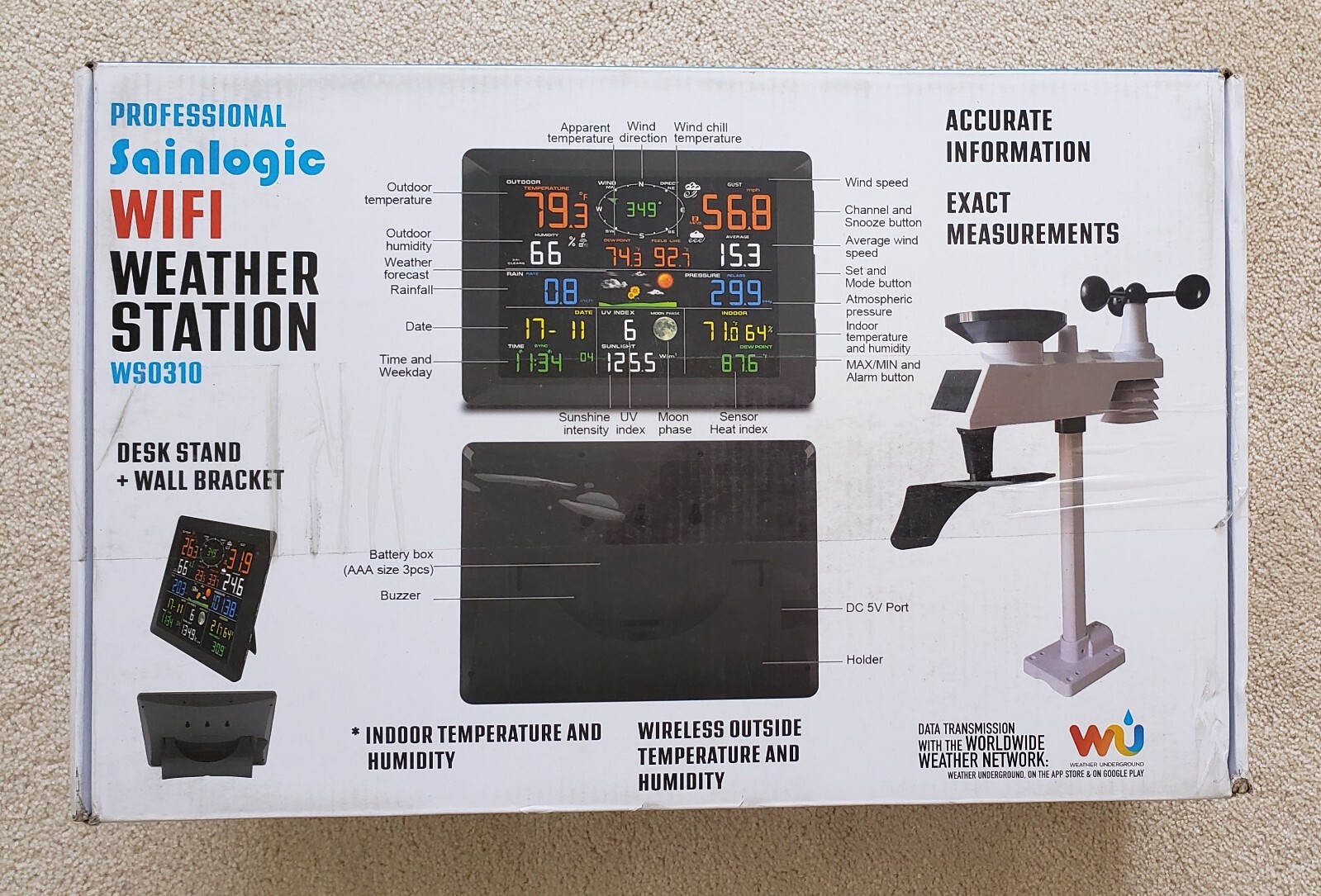 Sainlogic Pro Wi-Fi Weather Station Base Station 10" Big Color Display - WS0310 gallery