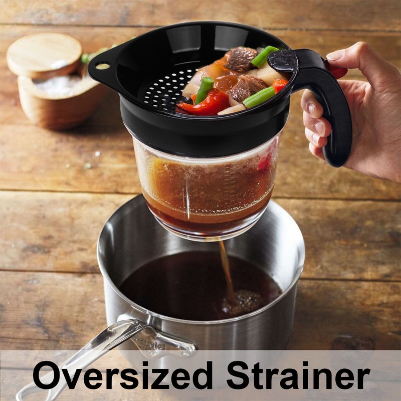 4-Cup Gravy Fat Separator With Bottom Release & Strainer 1L Grease Separator USA gallery