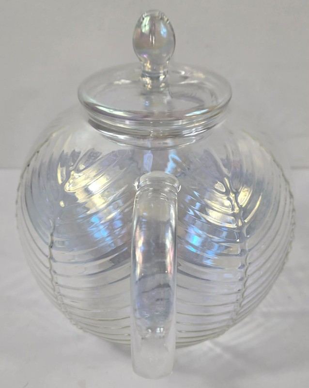 Iridescent Textured Herringbone Pattern Borosilicate Glass Tea Pot gallery