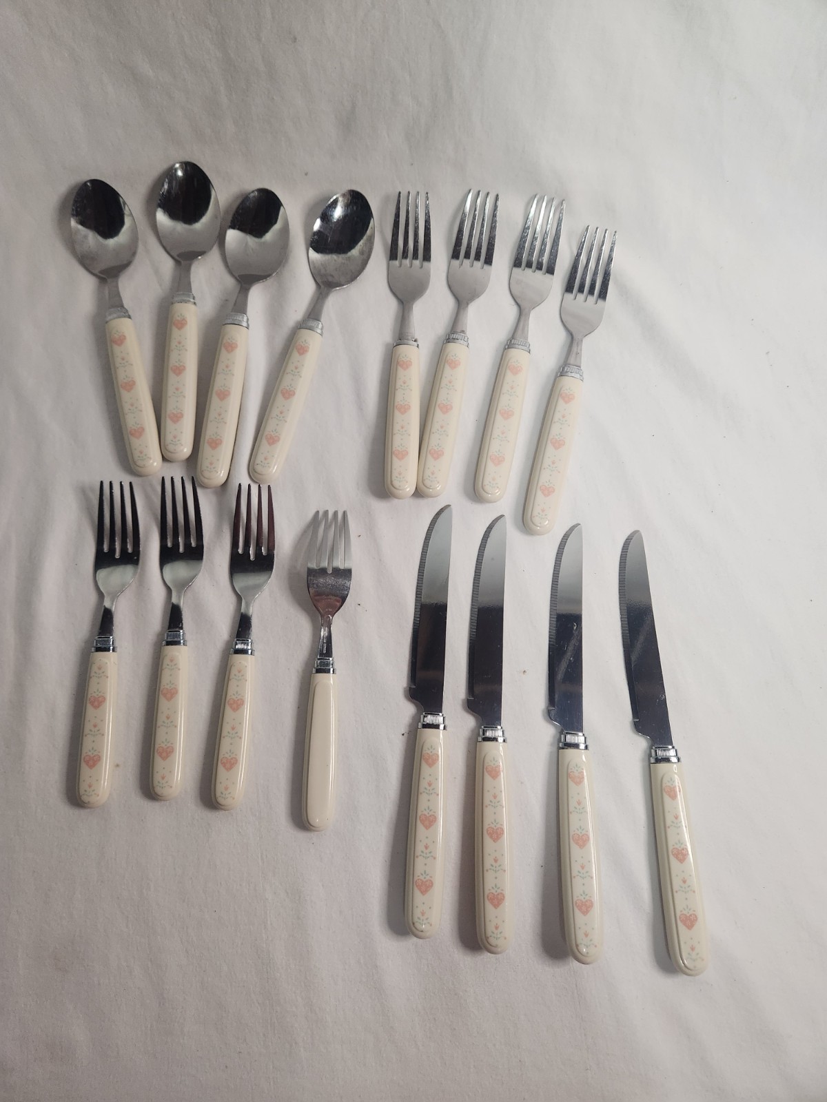 Forever Yours Pink Peach Hearts Corelle Flatware SET Silverware gallery
