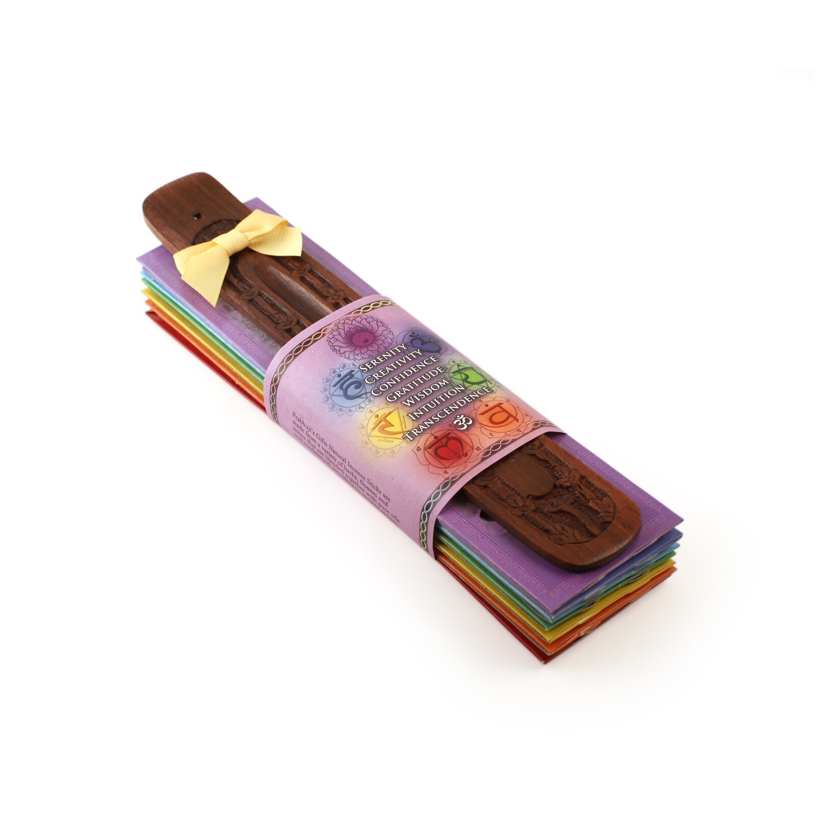 Incense Gift Set - Flat Burner, 7 Chakras Incense Stick & Purple Greeting Sleeve gallery