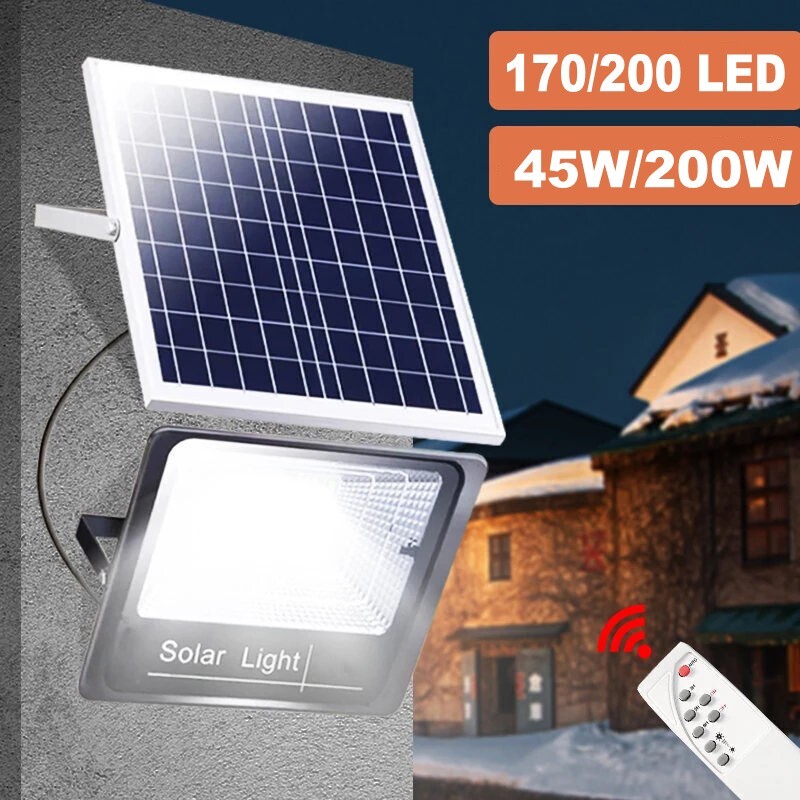 Outdoor Waterproof Flood Light Solar Dusk Dawn LED Road Lamp+Solar Panel+Remote gallery