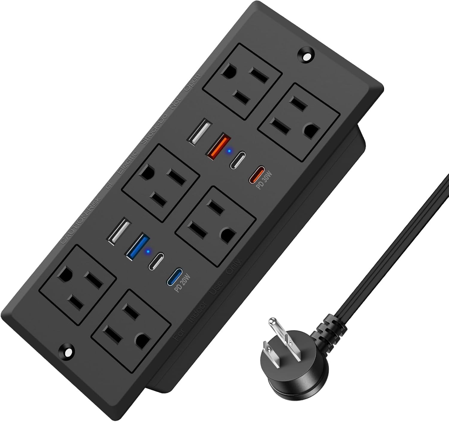 30W Recessed Power Strip USB C, Desk Flush Mount Outlet Plug in 6 AC & 8 USB ... gallery