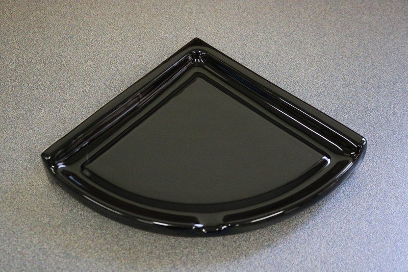 ACP Flat-Back Ceramic *Glossy Black* Reversible Corner Shower Shelf gallery