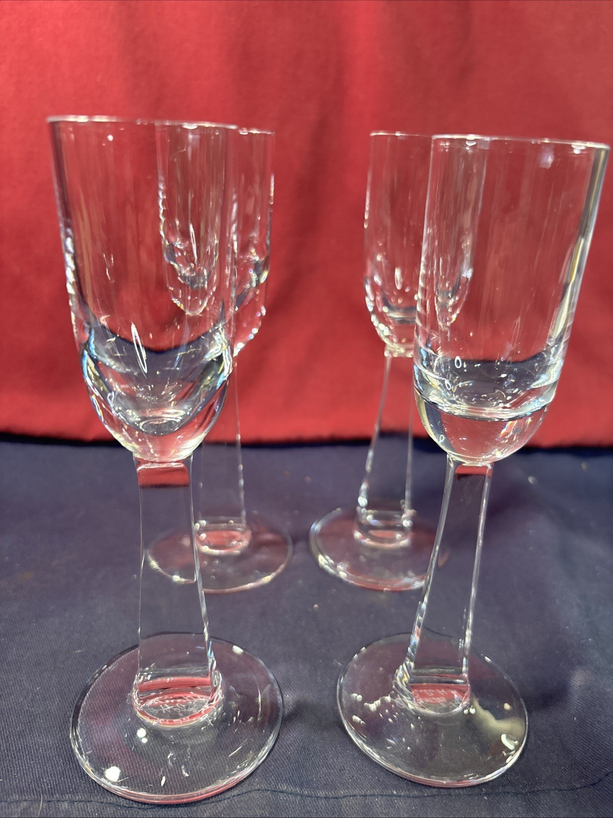 Atlantis Gerald Gulotta Mid-Century Crystal Flat Stem Cordial Glasses Set of 4 gallery