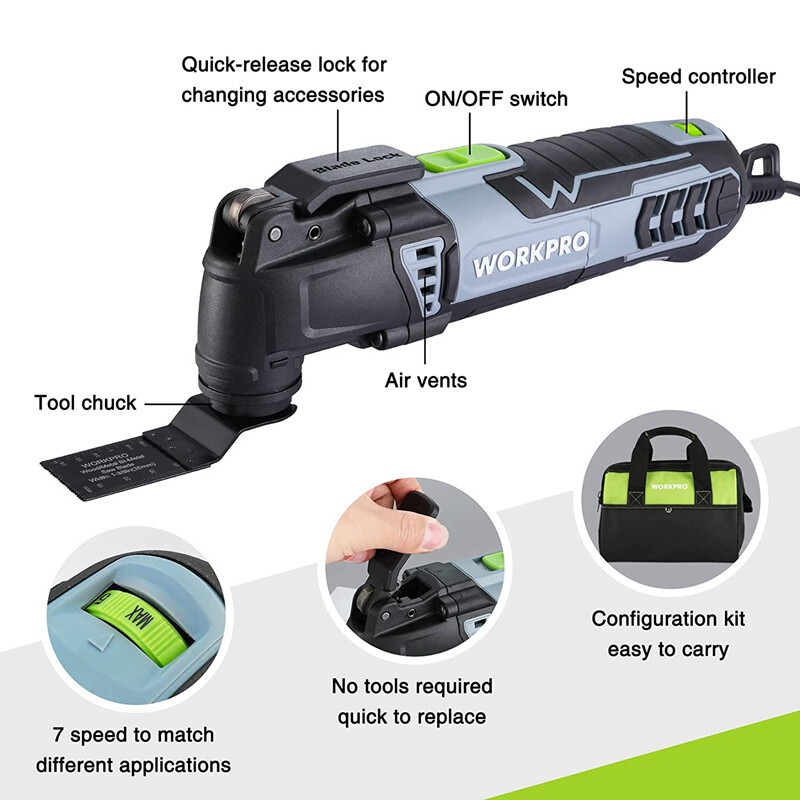 WORKPRO Oscillating Multi-Tool Kit 3.0Amp Corded Replaceable Oscillating Saw Set gallery
