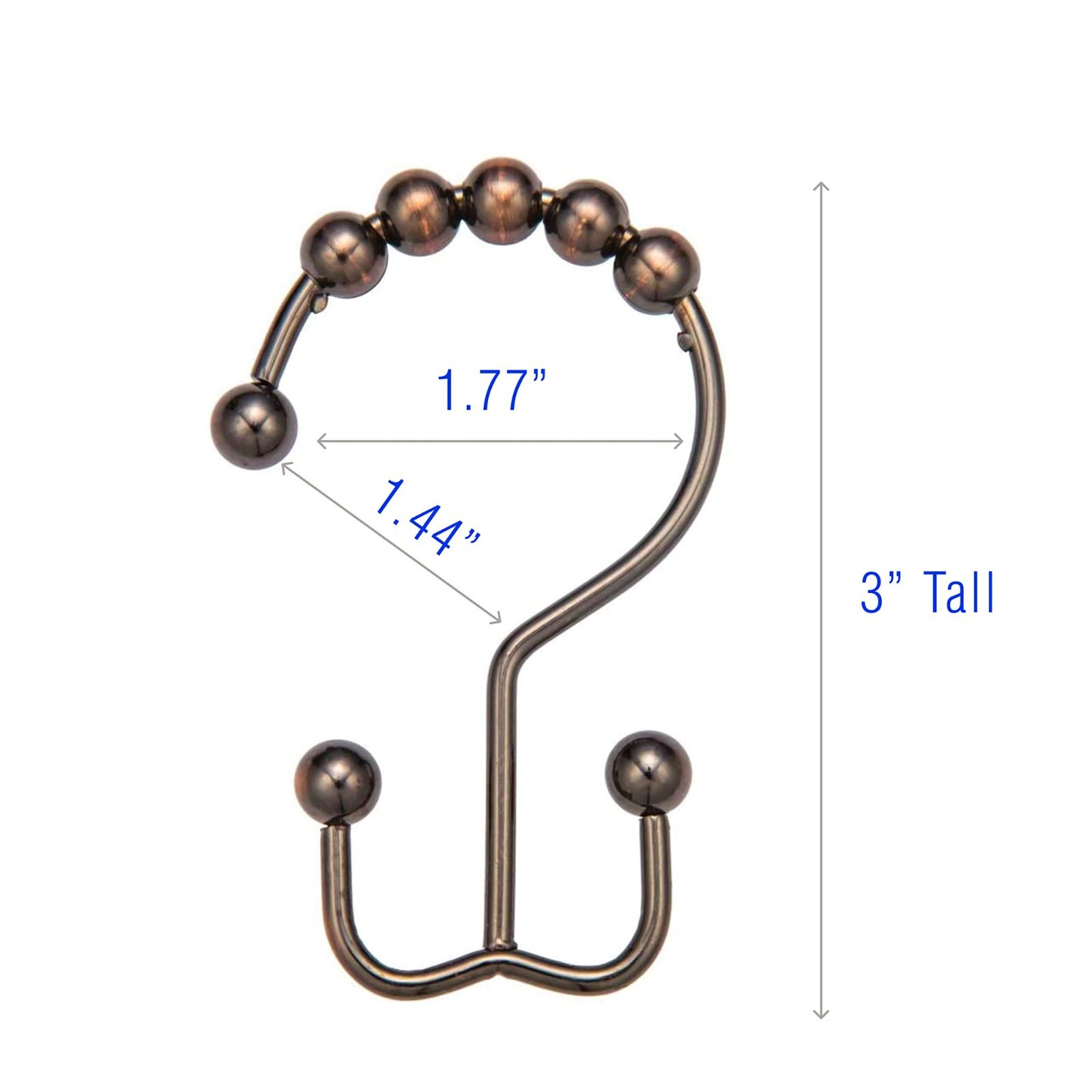 12 Pack Metal Shower Curtain HOOKS RINGS Double Glide Roller Set Bronze gallery