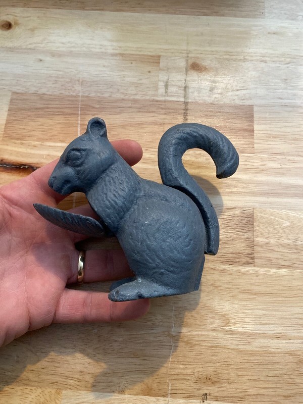 Squirrel Nutcracker Nut Cracker Cast Iron Metal Hefty Patina Collector Holidays gallery