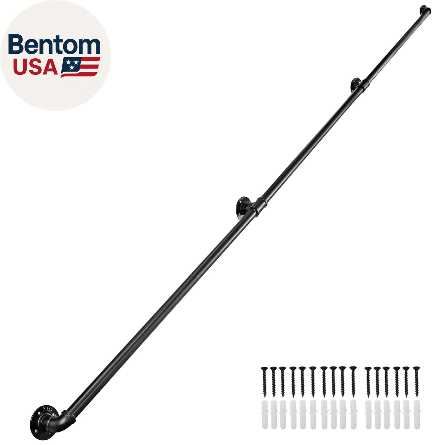 Staircase Handrails 12FT, Galvanized Steel Stair Railing Easy to Install, Iron B gallery