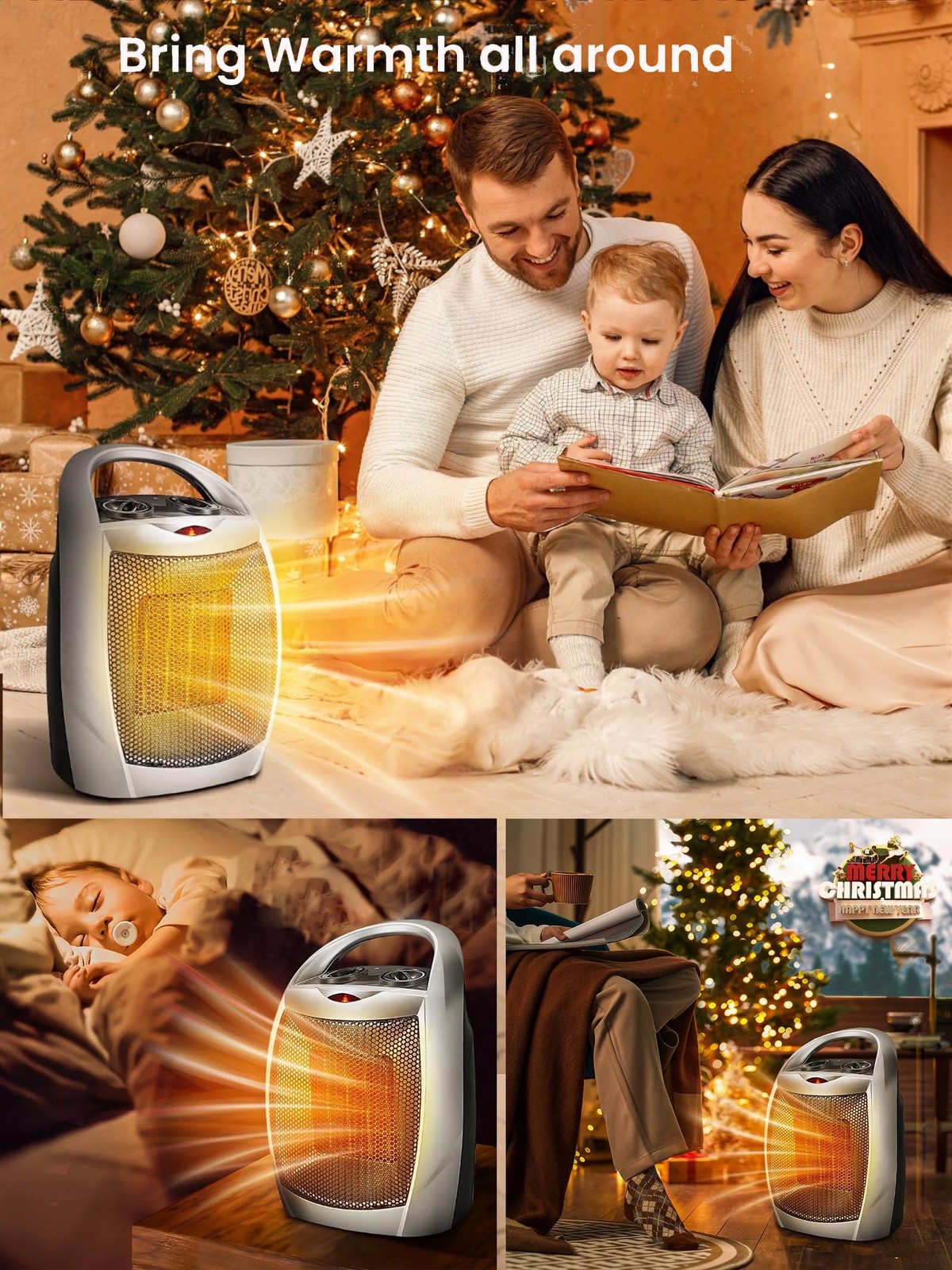 Electactic Portable Ceramic Space Heater w/Thermostat, 1500W Indoor Electric Fan gallery