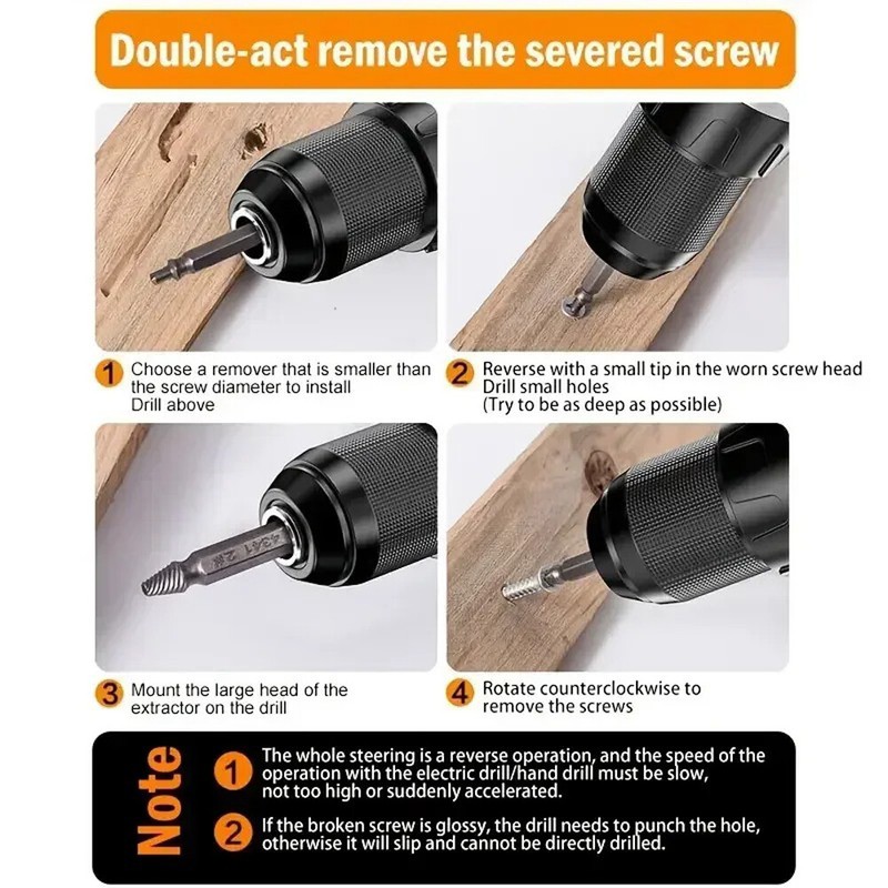 12PCS Damaged Screw Extractor Broken Screws Bolt Stripped Remover Tool Kit Easy gallery