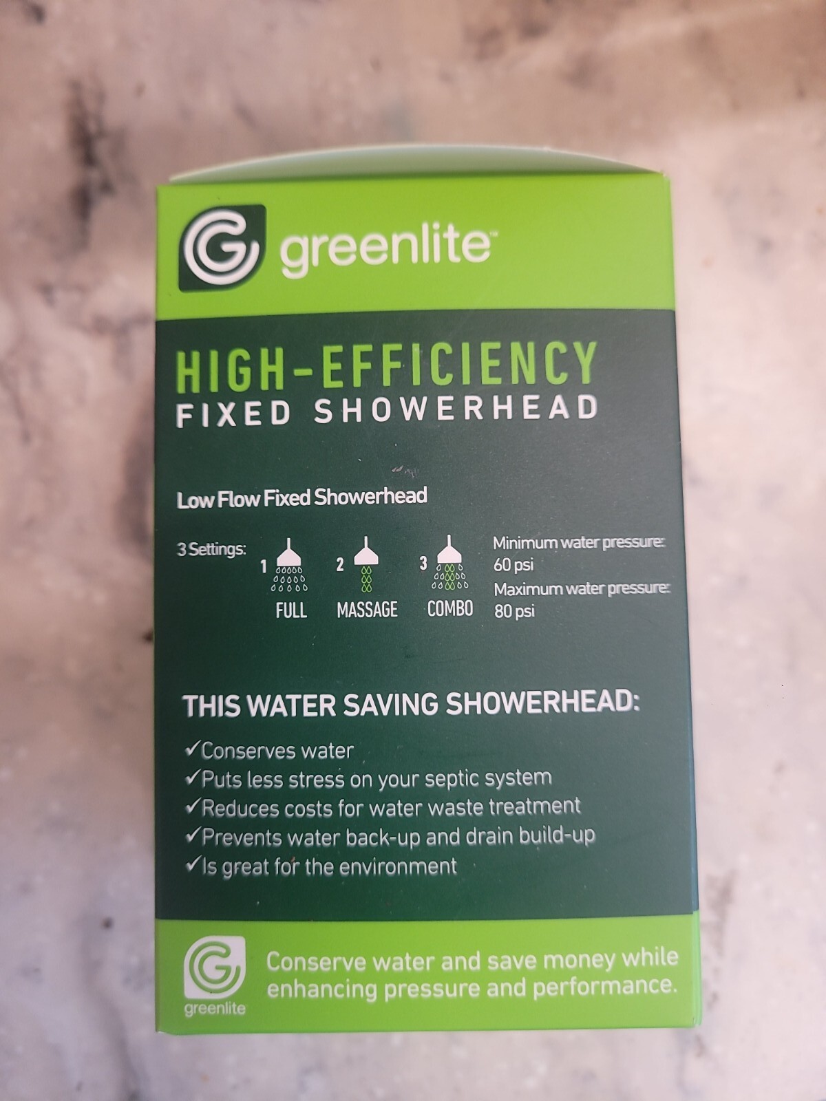NEW Greenlite Water Saving Fixed Shower Head 1.5 gal/min gallery