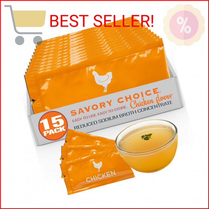 SAVORY CHOICE Reduced Sodium Chicken Broth Concentrate, 15 Packets (9.6g) - Glut gallery