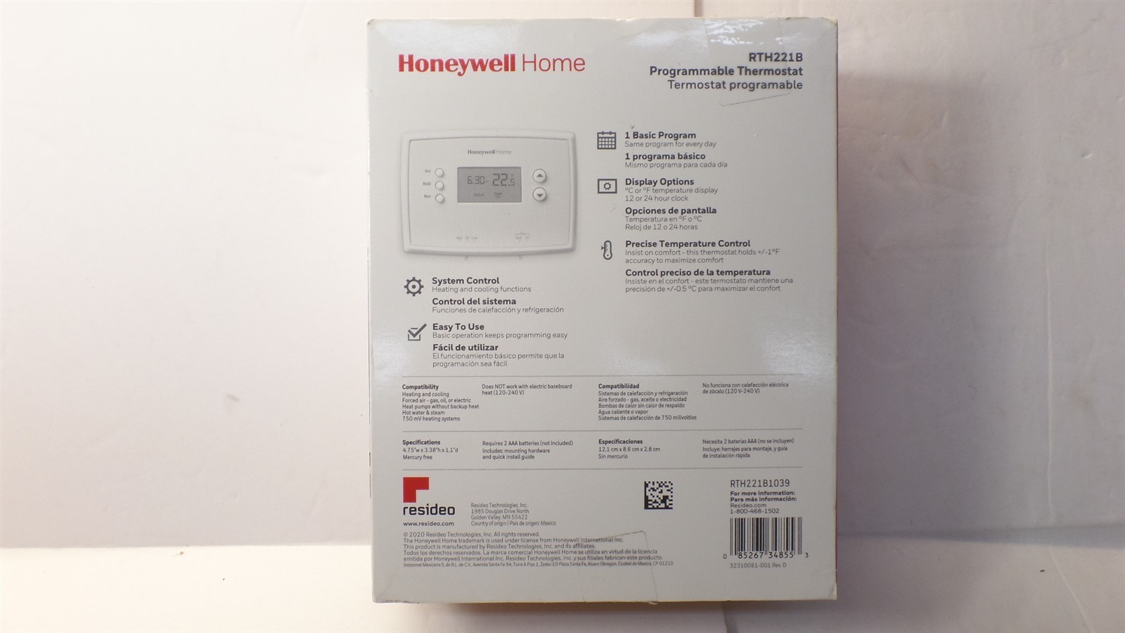 HONEYWELL RTH221B 1-WEEK PROGRAMMABLE THERMOSTAT WITH DIGITAL DISPLAY gallery