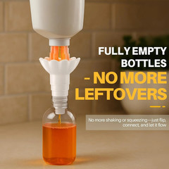 2pcs White Bottle Emptying Transfer Kit Reusable Funnel Adapter Set – NEW